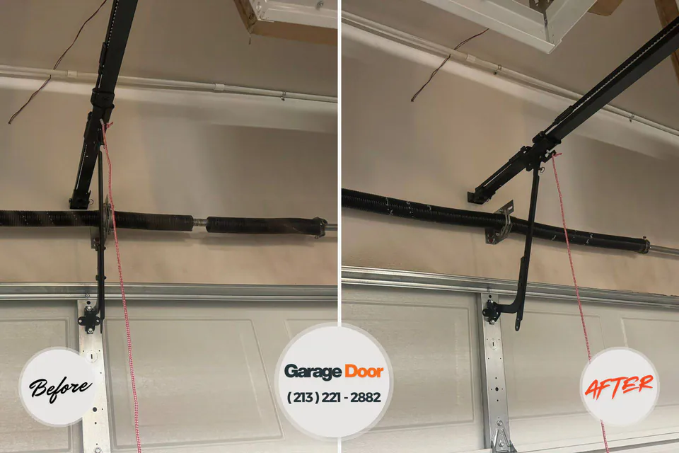 Before and after: garage door opener repair Girard, IL